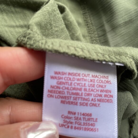 Vtg Y2k Faded Glory Sequin Top Women's XL Green Sheer Sharkbite Hem Fairy Grunge - Picture 7 of 10